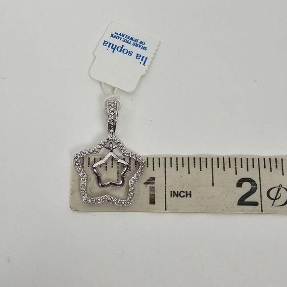 Lia Sophia Star Pendant Double Open Textured Smooth Silver Tone Metal Reversible - Picture 5 of 8